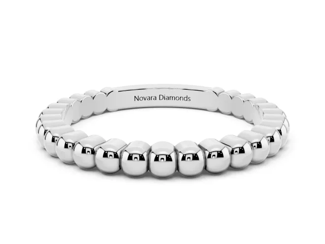 Round Diamond Beaded Eternity Band Set in Platinum with Bezel Setting