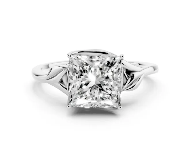 Princess Cut Diamond Solitaire Ring Set in Silver with Polished Twist Band