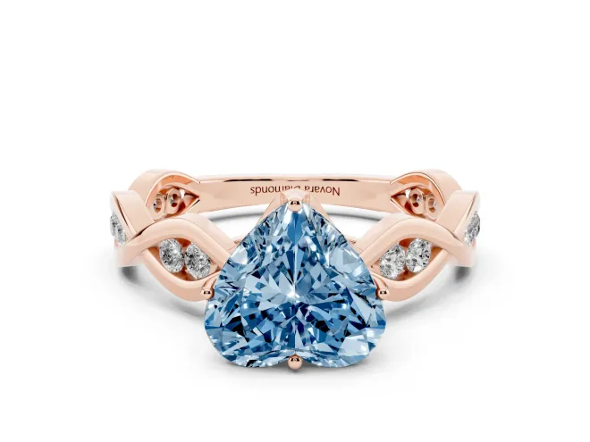 Heart-Shaped Twisted Infinity Engagement Ring Setting for a Fancy Blue Lab-Grown Diamond | Rose Gold