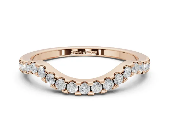 Round Lab-Grown Diamond Pavé Curved Wedding Band | Micro Prong Set | Rose Gold