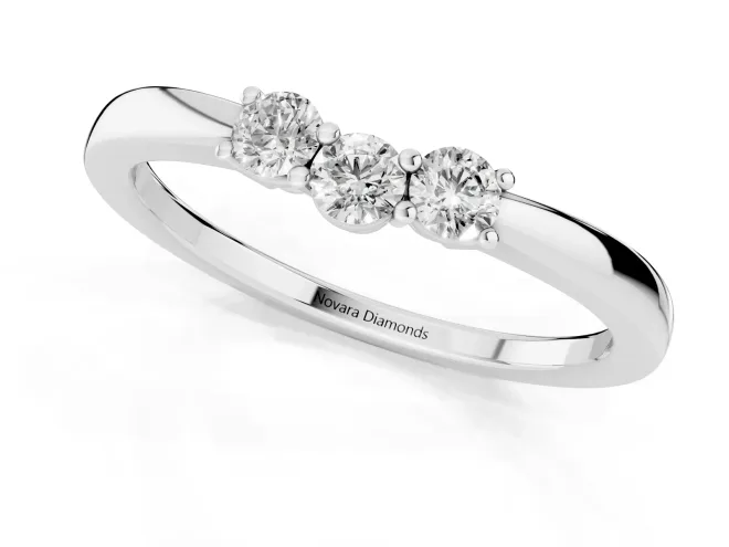 Round Diamond Three-Stone Tension Band Set in Platinum with Prong Setting – second view