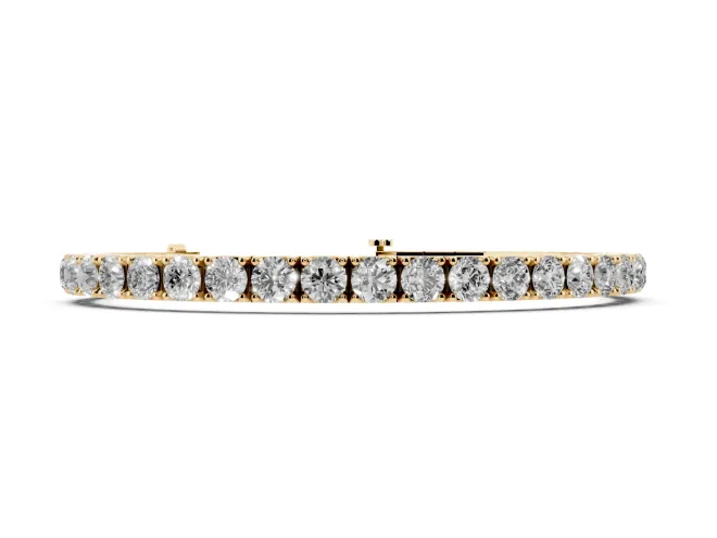 Round Lab-Grown Diamond Large-Stone Tennis Bracelet | Square-Sided Settings | Yellow Gold