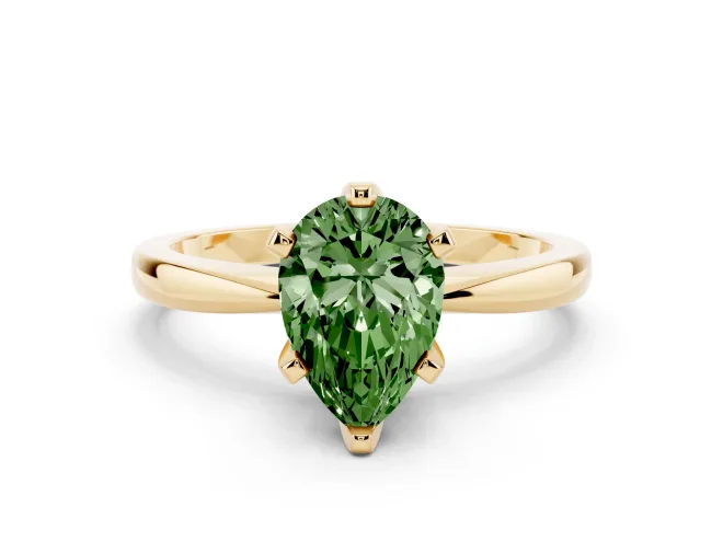 Pear-Shaped Engagement Ring Setting for a Fancy Green Lab-Grown Diamond | Yellow Gold - Design NV-24888