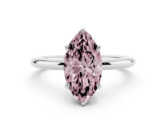 Marquise Hidden Halo Ring Setting for a Fancy Pink Lab-Grown Diamond | White Gold