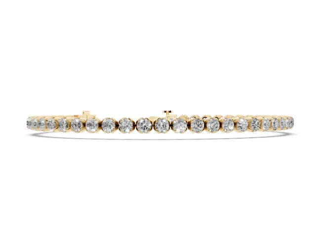 Round Lab-Grown Diamond Tennis Bracelet | Claw Prong Baskets | Yellow Gold