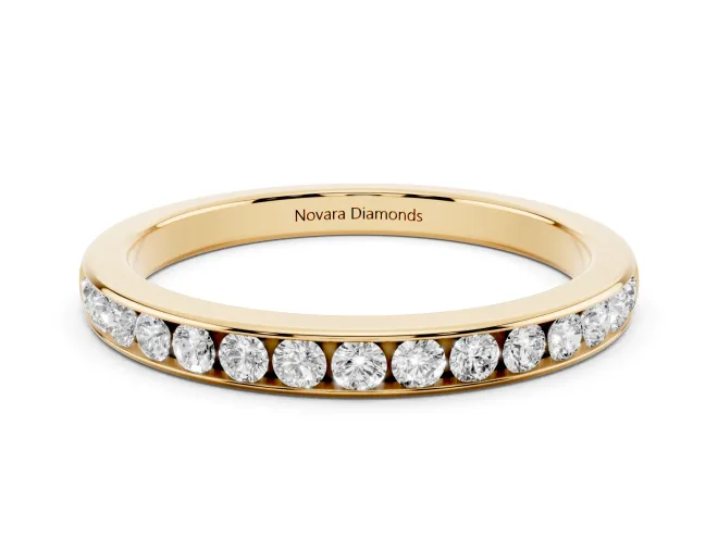 Round Lab-Grown Diamond Channel Set Half Eternity Band | Flush Walls | Yellow Gold