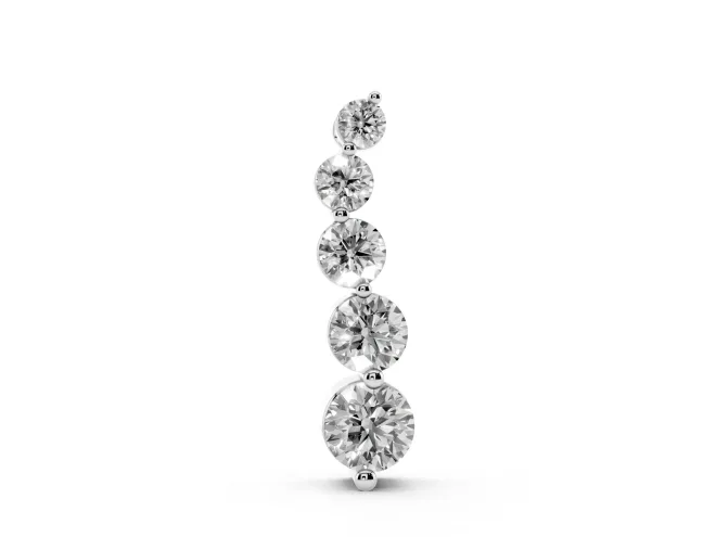 Round Lab-Grown Diamond Graduated Drop Pendant Necklace | Hidden Bail | Sterling Silver