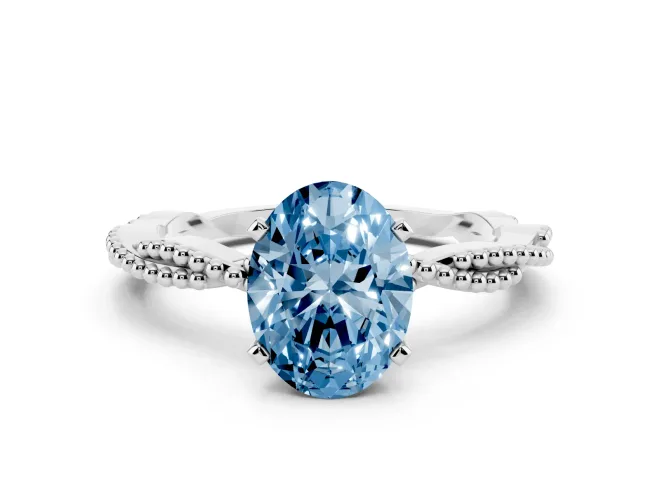 Oval Twisted Solitaire Engagement Ring Setting for a Fancy Blue Lab-Grown Diamond | Sterling Silver