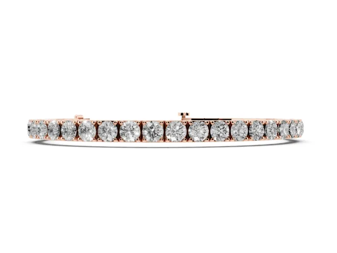 Round Lab-Grown Diamond Square Link Tennis Bracelet | Prong Set | Rose Gold