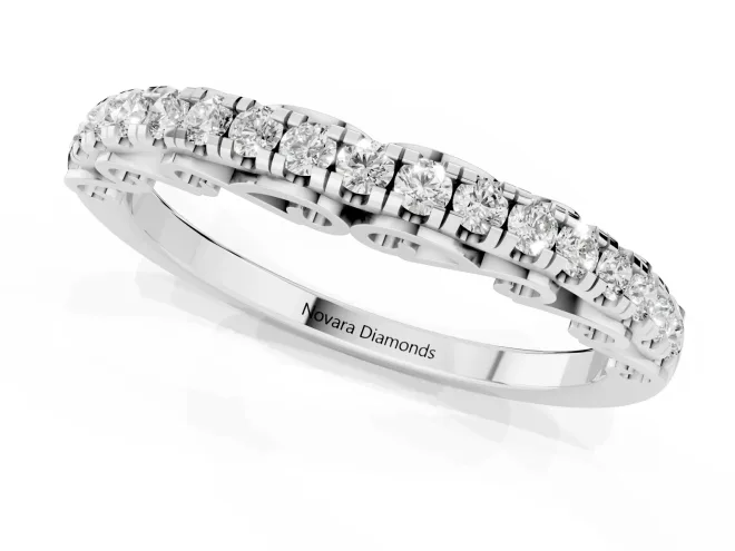Round Diamond Classic Prong Eternity Band Set in Platinum with Continuous Row – second view