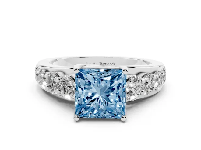 Princess Cut Engagement Ring Setting for a Fancy Blue Lab-Grown Diamond | Sterling Silver - Design NV-24645