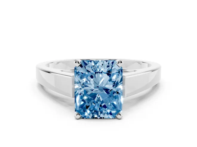 Radiant Cut Solitaire Engagement Ring Setting for a Fancy Blue Lab-Grown Diamond | Platinum