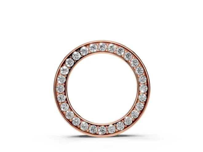 Round Lab-Grown Diamond Pavé Circle Pendant Necklace | Polished Rails | Rose Gold