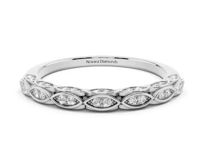 Marquise Motif Diamond Openwork Eternity Band Set in Platinum with Pavé and Bezel Setting