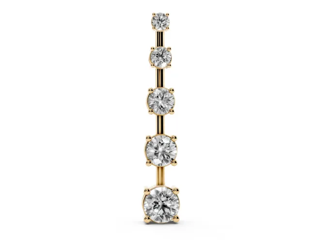 Round Lab-Grown Diamond Graduated Vertical Bar Pendant Necklace | Prong Baskets | Yellow Gold