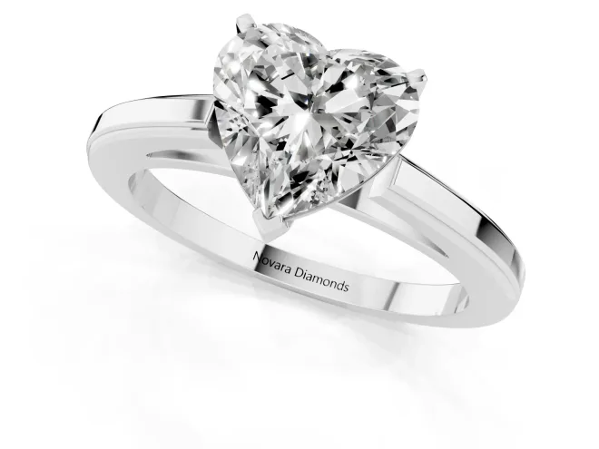Heart Cut Diamond Solitaire Ring Set in White gold with Prong Setting and Classic Band – second view
