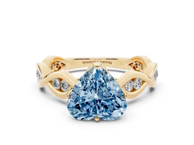 Heart-Shaped Twisted Infinity Engagement Ring Setting for a Fancy Blue Lab-Grown Diamond | Yellow Gold