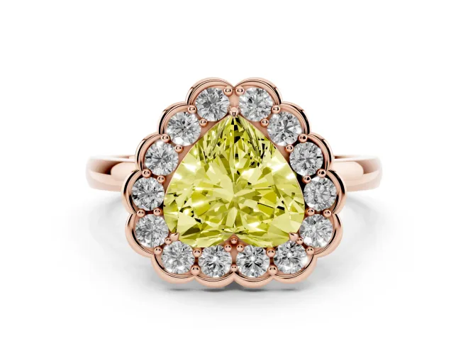 Heart-Shaped Halo Engagement Ring Setting for a Fancy Yellow Lab-Grown Diamond | Rose Gold - Design NV-24719
