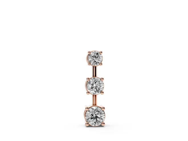 Round Lab-Grown Diamond Graduated Triple Bar Pendant Necklace | Prong Set | Rose Gold