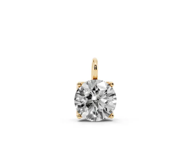Round Lab-Grown Diamond Solitaire Pendant Necklace | Open Prong Head | Yellow Gold