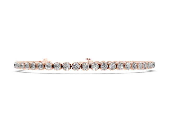 Round Lab-Grown Diamond Tennis Bracelet | Claw Prong Baskets | Rose Gold