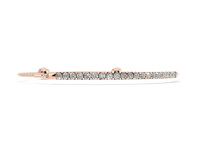 Round Lab-Grown Diamond Bar Chain Bracelet | Shared Prong Row | Rose Gold