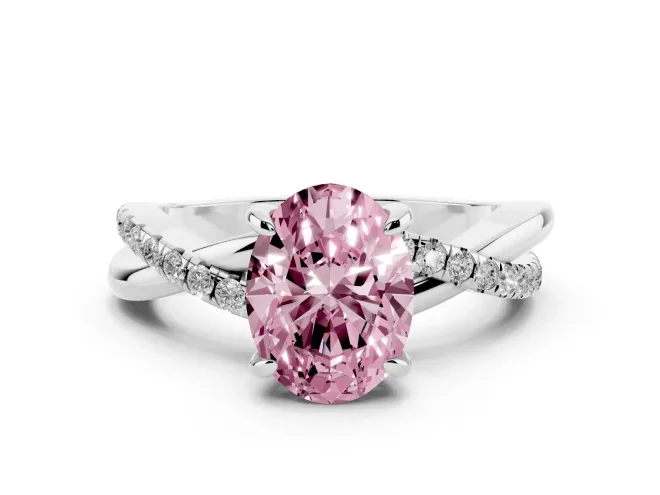 Oval Twist Engagement Ring Setting for a Fancy Pink Lab-Grown Diamond | Sterling Silver