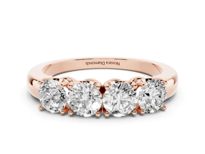 Round Lab-Grown Diamond Four-Stone Wedding Band | Individual Prong Heads | Rose Gold