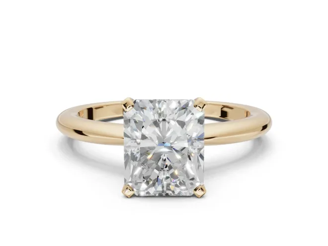 Radiant Cut Solitaire Engagement Ring Setting | Tapered Plain Band | Yellow Gold