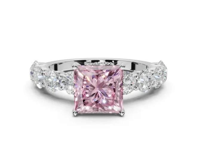 Princess Cut Engagement Ring Setting for a Fancy Pink Lab-Grown Diamond | White Gold - Design NV-24455