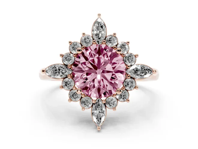 Round Engagement Ring Setting for a Fancy Pink Lab-Grown Diamond | Rose Gold - Design NV-24790