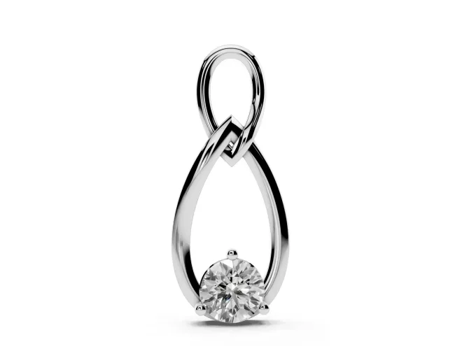 Round Lab-Grown Diamond Infinity Teardrop Pendant Necklace | Prong Set | White Gold