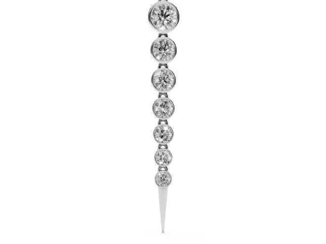 Round Lab-Grown Diamond Graduated Bezel Drop Necklace | Tapered Spike Tip | White Gold