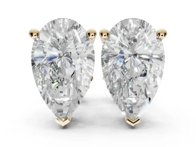 Cushion Cut Lab-Grown Diamond Solitaire Basket Stud Earrings | Open Gallery | Yellow Gold