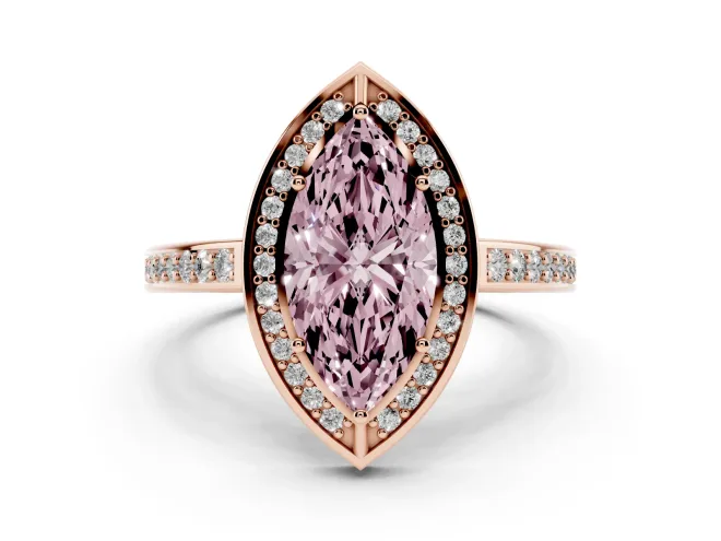 Marquise Sectioned Halo Engagement Ring Setting for a Fancy Pink Lab-Grown Diamond | Rose Gold
