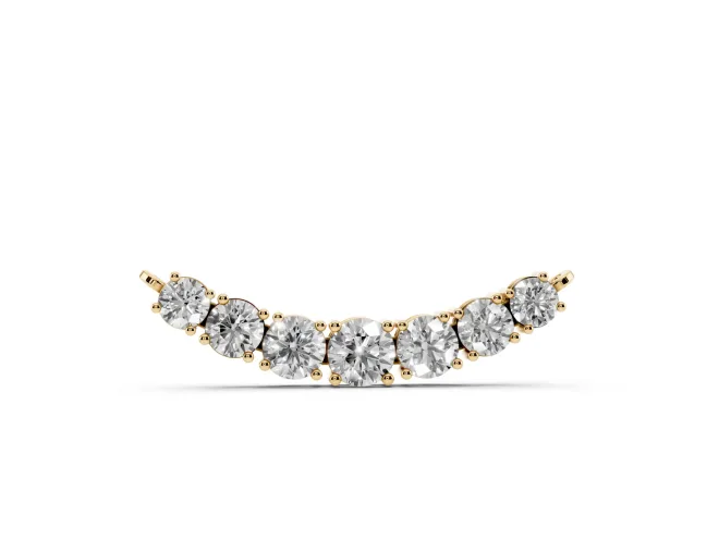 Round Lab-Grown Diamond Graduated Curved Bar Necklace | Prong Set | Yellow Gold