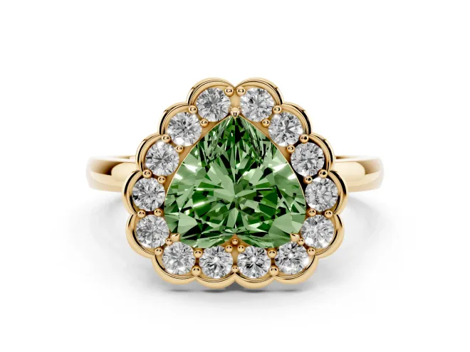 Heart-Shaped Halo Engagement Ring Setting for a Fancy Green Lab-Grown Diamond | Yellow Gold - Design NV-24719