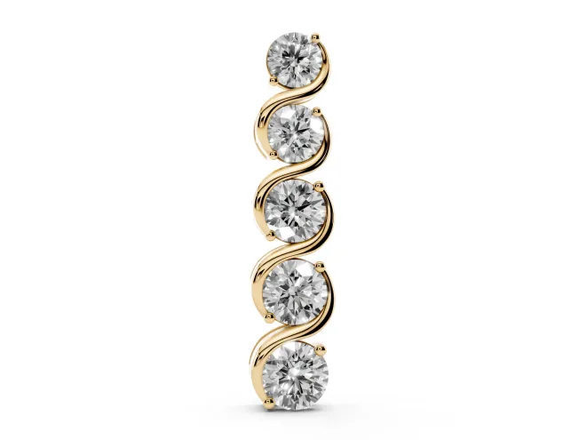 Round Lab-Grown Diamond Graduated Swirl Drop Pendant Necklace | S-Curve Ribbon | Yellow Gold