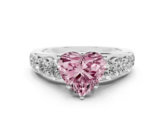 Heart-Shaped Engagement Ring Setting for a Fancy Pink Lab-Grown Diamond | White Gold - Design NV-24645
