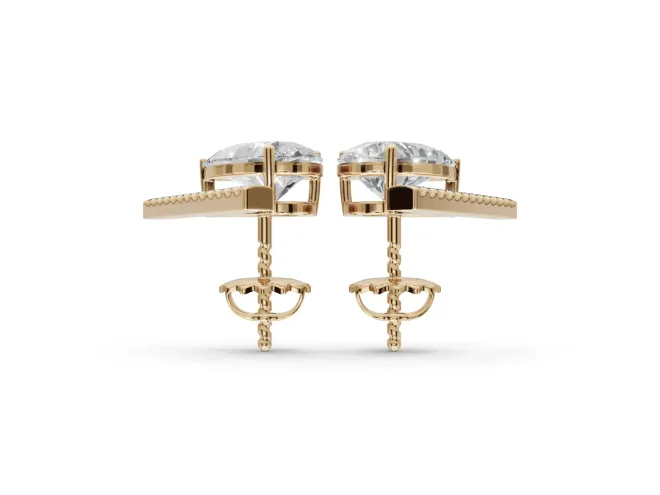 Pear-Shaped Lab-Grown Diamond Bar Stud Earrings | Micro Pavé Line | Yellow Gold