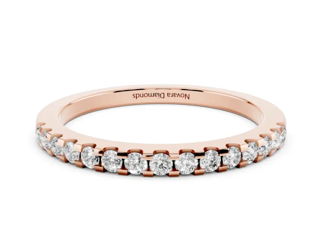 Round Lab-Grown Diamond Pavé Half Eternity Wedding Band | Low Shared Prongs | Rose Gold