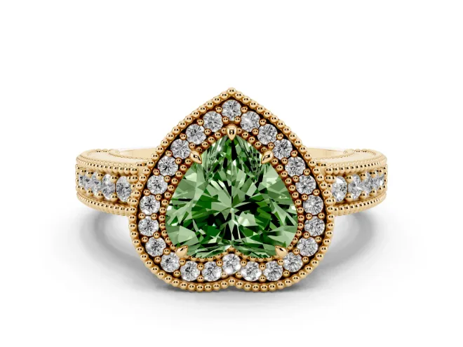 Heart-Shaped Halo Engagement Ring Setting for a Fancy Green Lab-Grown Diamond | Yellow Gold - Design NV-24525