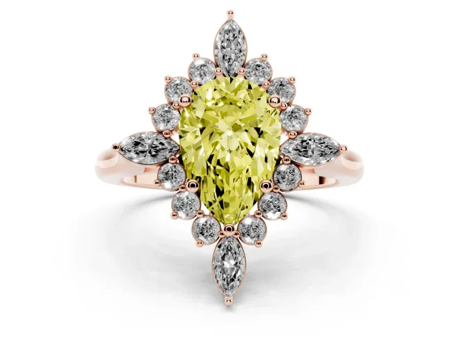 Pear-Shaped Engagement Ring Setting for a Fancy Yellow Lab-Grown Diamond | Rose Gold - Design NV-24790