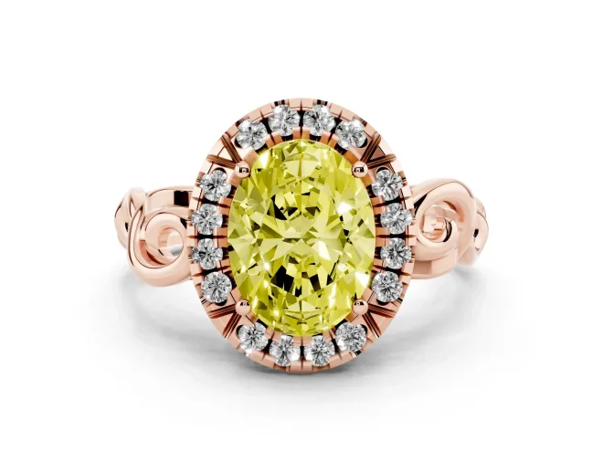 Oval Filigree Halo Engagement Ring Setting for a Fancy Yellow Lab-Grown Diamond | Rose Gold
