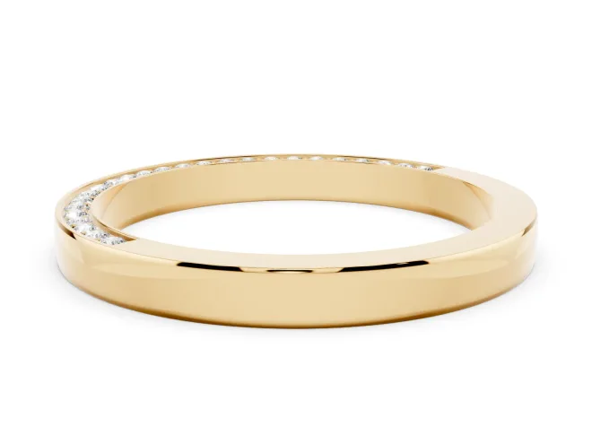 Round Lab-Grown Diamond Side-Set Pavé Half Eternity Wedding Band | Polished Top | Yellow Gold