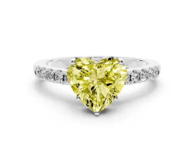 Heart-Shaped Engagement Ring Setting for a Fancy Yellow Lab-Grown Diamond | Platinum - Design NV-24649