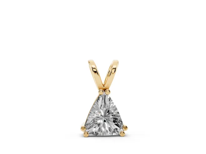 Trillion Cut Diamond Solitaire Pendant Set in Yellow gold with Double Prong Setting
