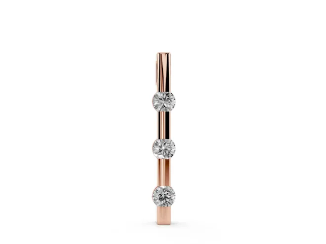Round Lab-Grown Diamond Three-Stone Vertical Bar Pendant Necklace | Evenly Spaced | Rose Gold