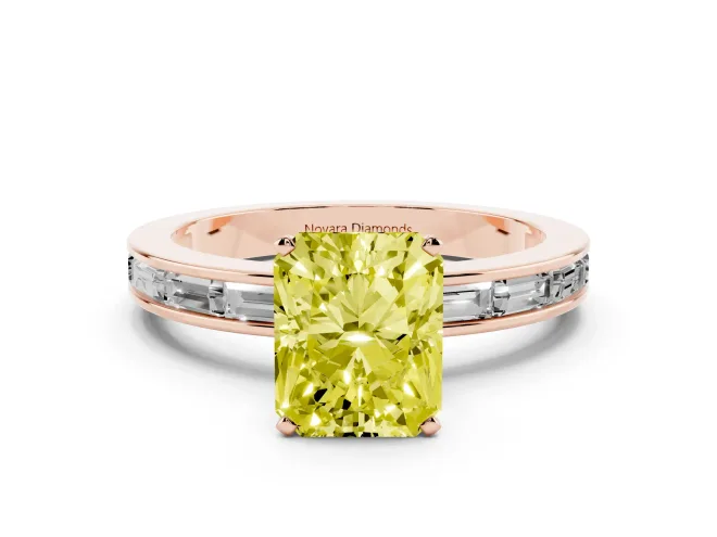 Radiant Cut Channel Set Engagement Ring Setting for a Fancy Yellow Lab-Grown Diamond | Rose Gold