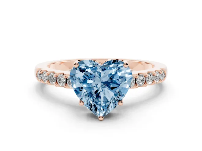 Heart-Shaped Engagement Ring Setting for a Fancy Blue Lab-Grown Diamond | Rose Gold - Design NV-24649